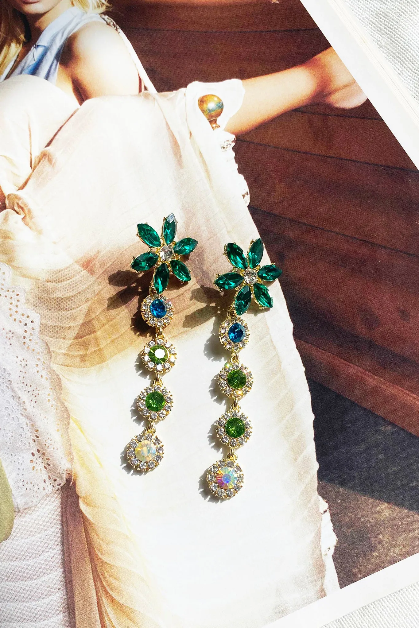 Ethereal Drop Earrings - Green