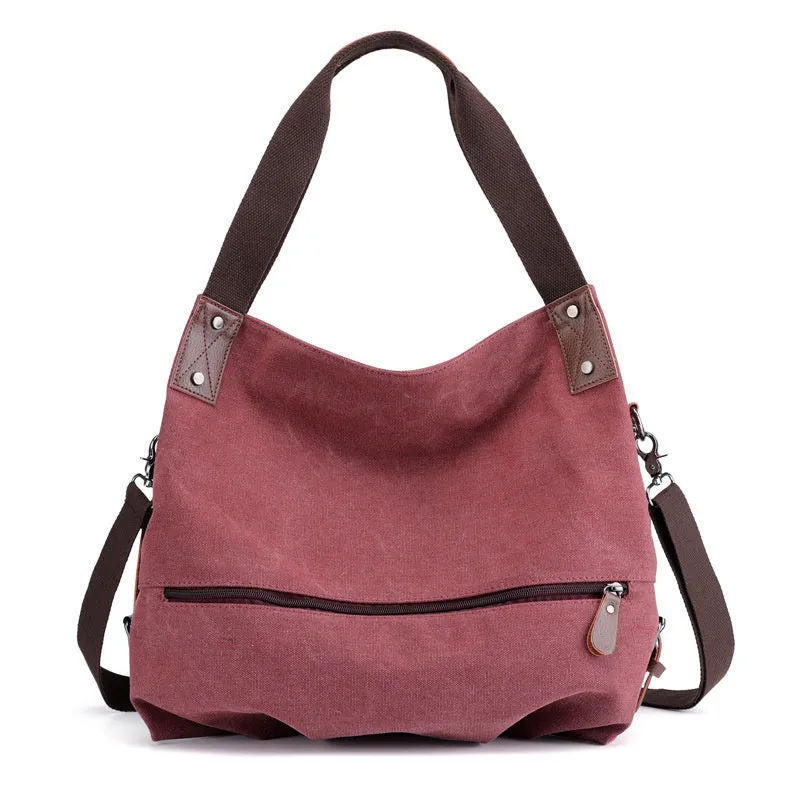 Fashion Top Handle Convertible Canvas Tote Crossbody Bag Handbags