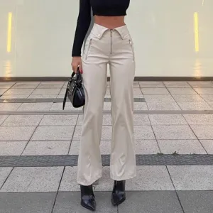 Faux Leather Zip Trousers