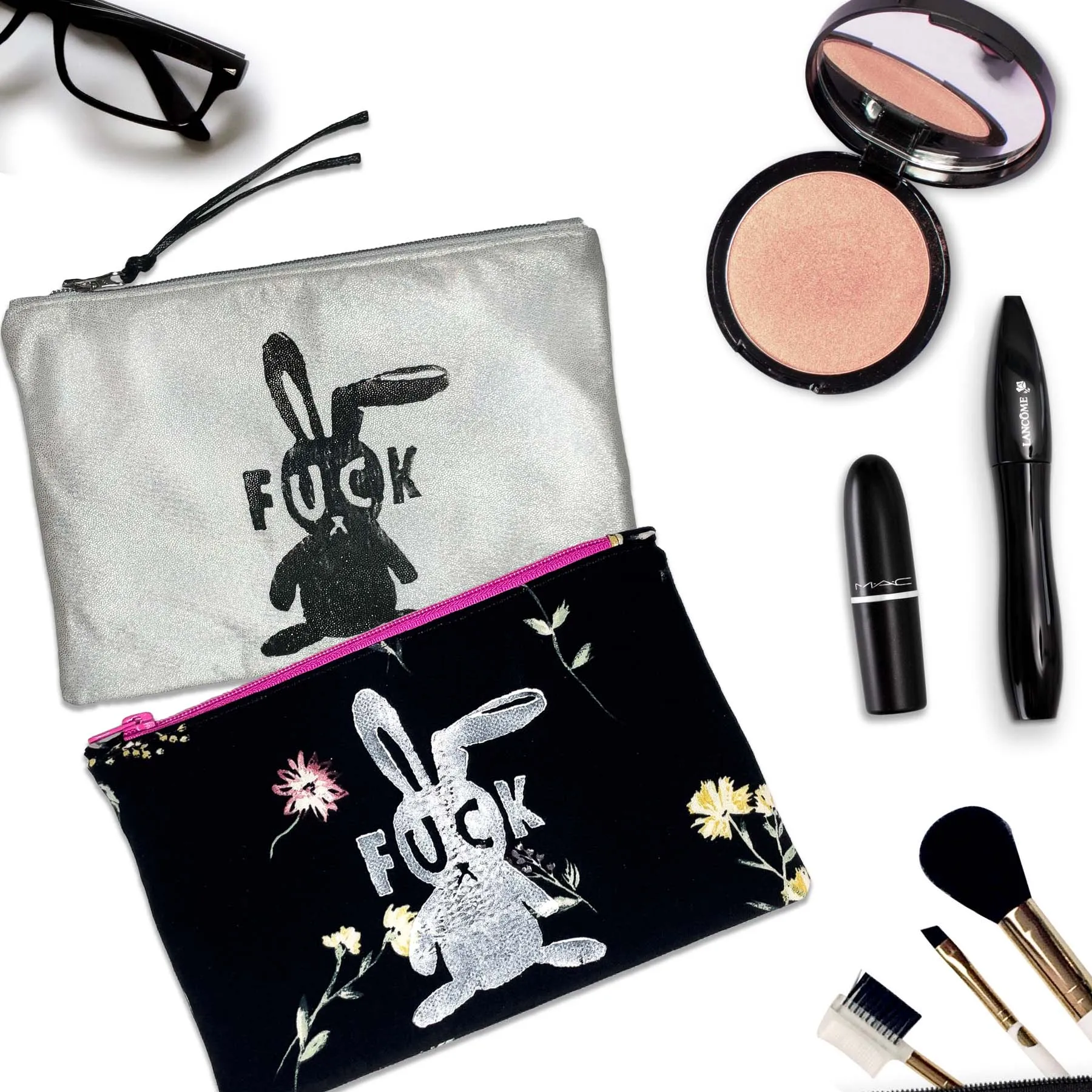 F*ck Bunny Cosmetic Bag, handmade, unique makeup bag, Fuck Bunny