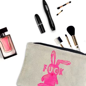 F*ck bunny Cosmetic bag, neon pink, handmade, unique makeup bag, Fuck Bunny
