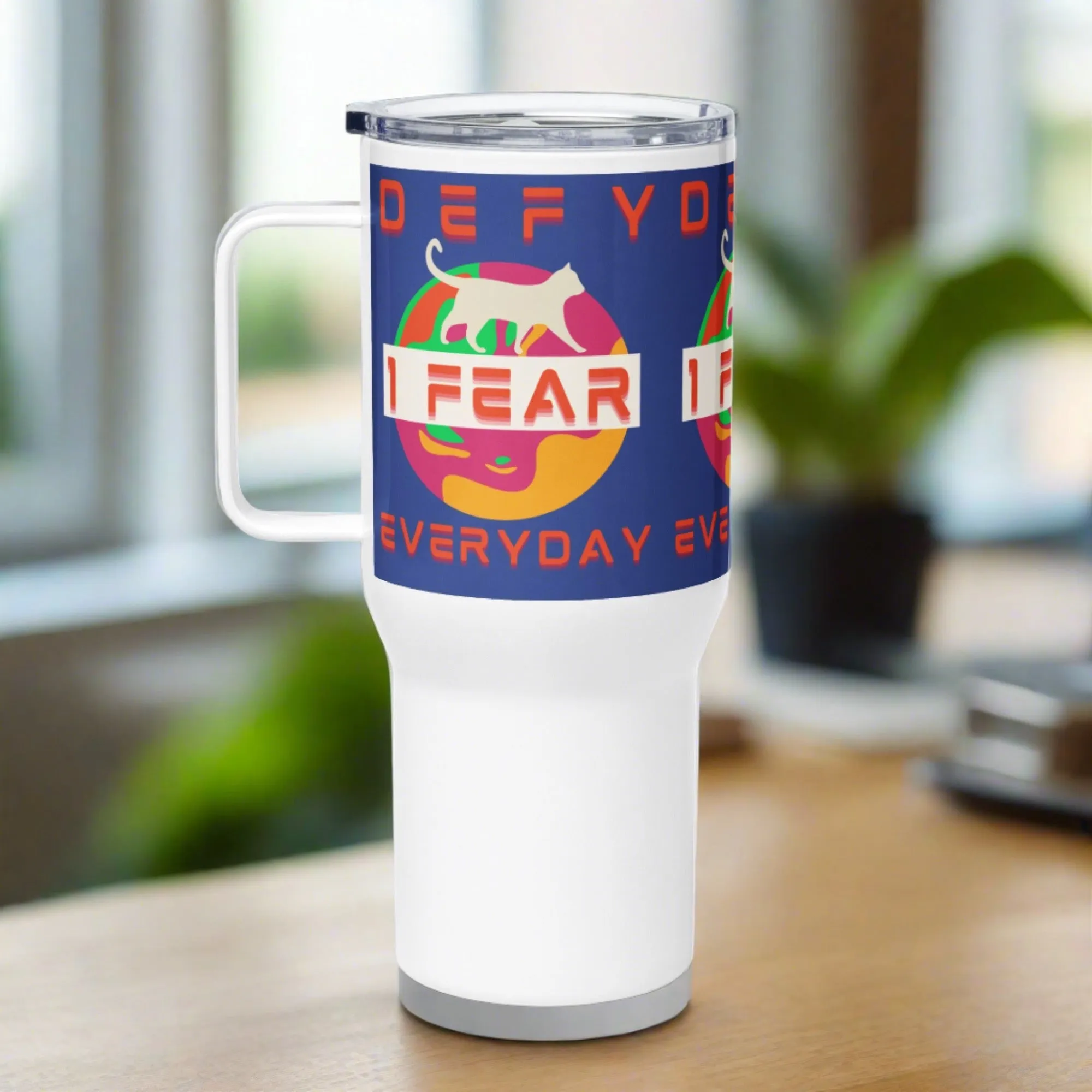 Fearless Cat, Travel mug with handle