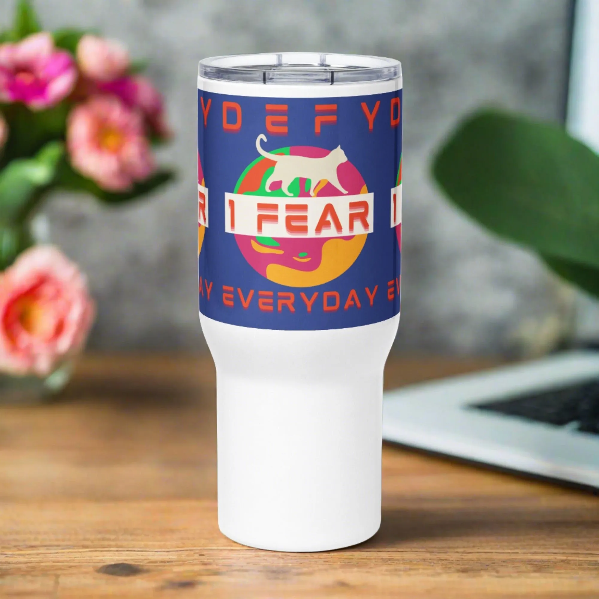 Fearless Cat, Travel mug with handle