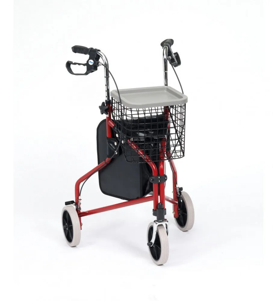Folding Steel Three Wheel/Tri-Walker with Handy Bag, Basket & Tray