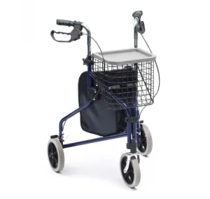 Folding Steel Three Wheel/Tri-Walker with Handy Bag, Basket & Tray