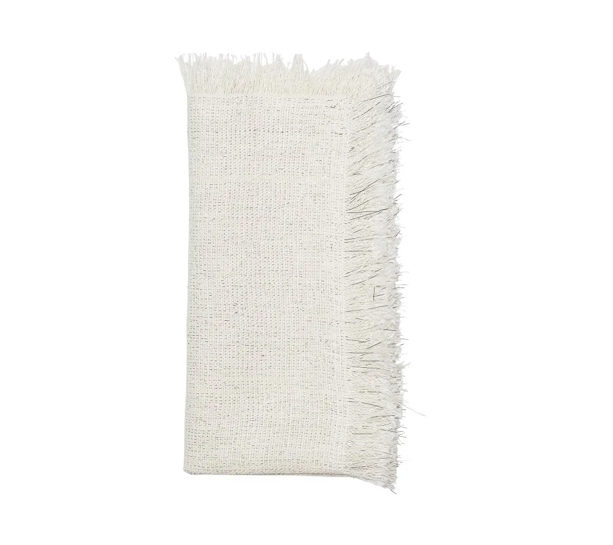 Fringe Napkin in White & Silver Set of 4 by Kim Seybert