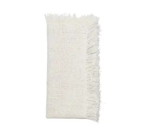 Fringe Napkin in White & Silver Set of 4 by Kim Seybert
