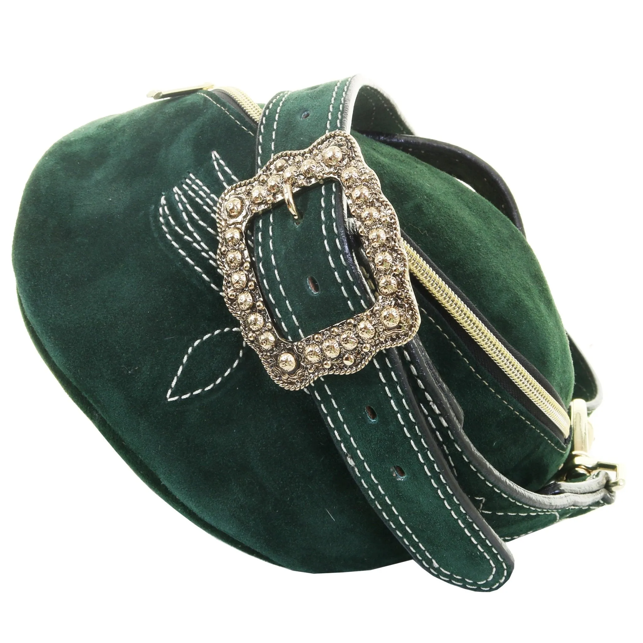 FS02 - Forest Green Suede Fanny Sling