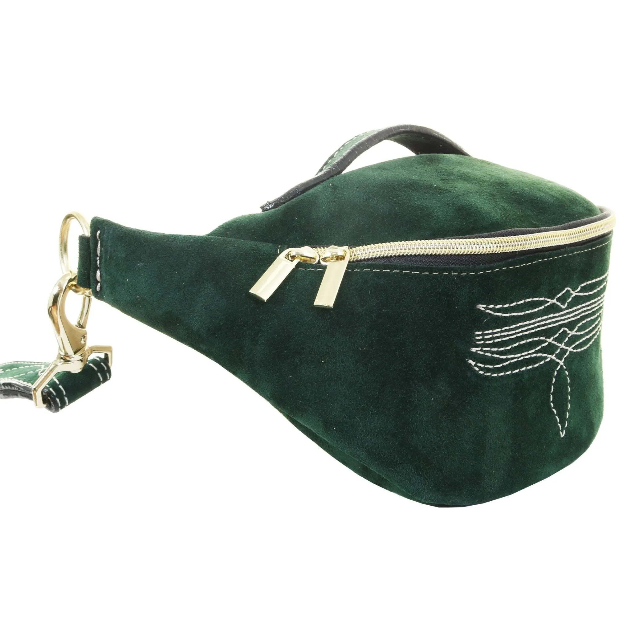 FS02 - Forest Green Suede Fanny Sling