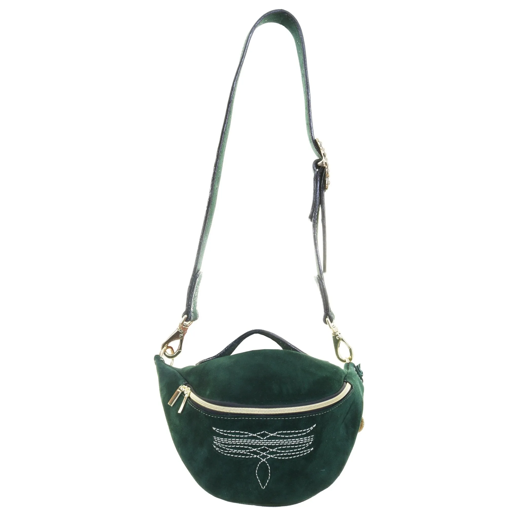 FS02 - Forest Green Suede Fanny Sling