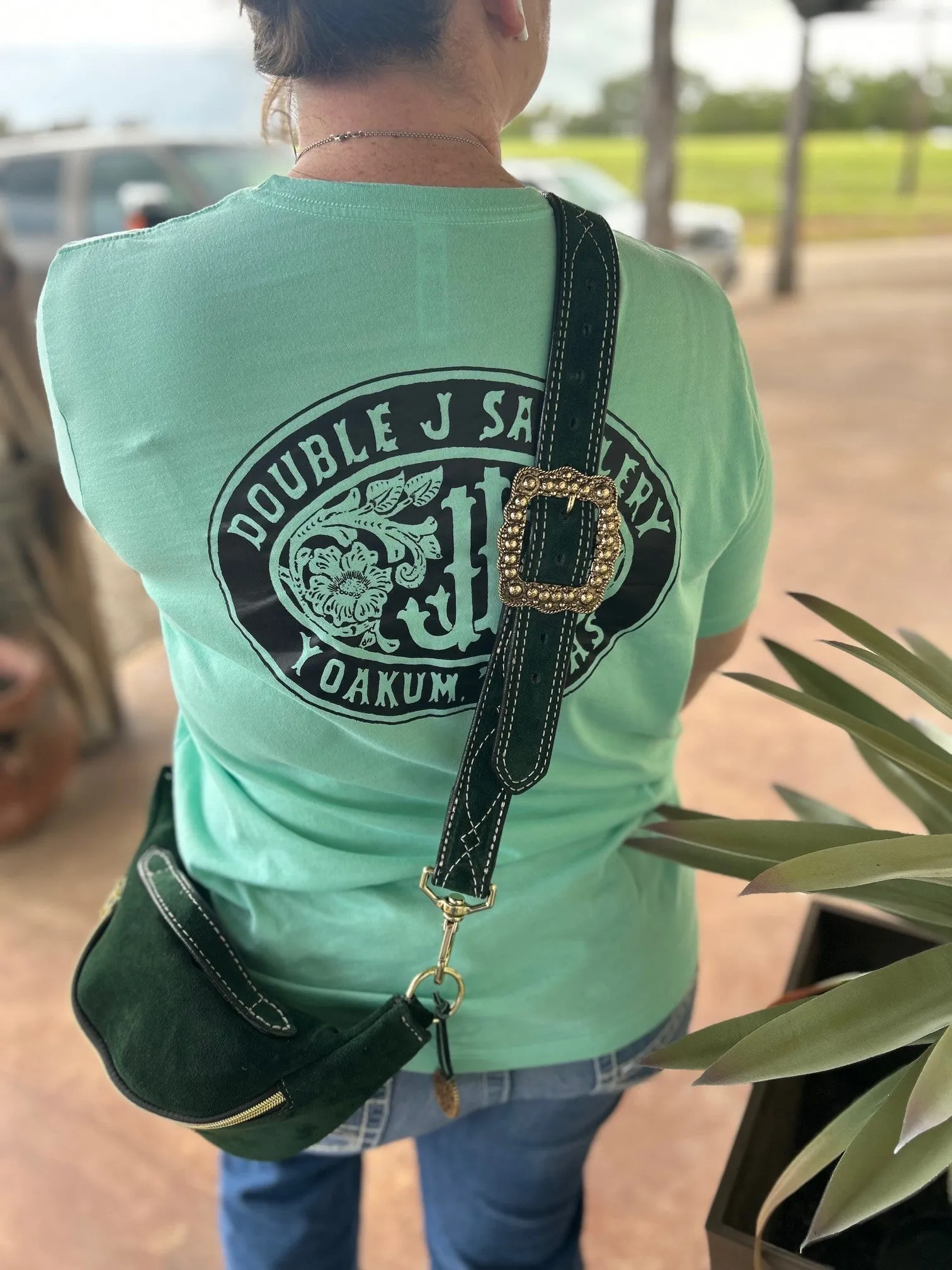 FS02 - Forest Green Suede Fanny Sling