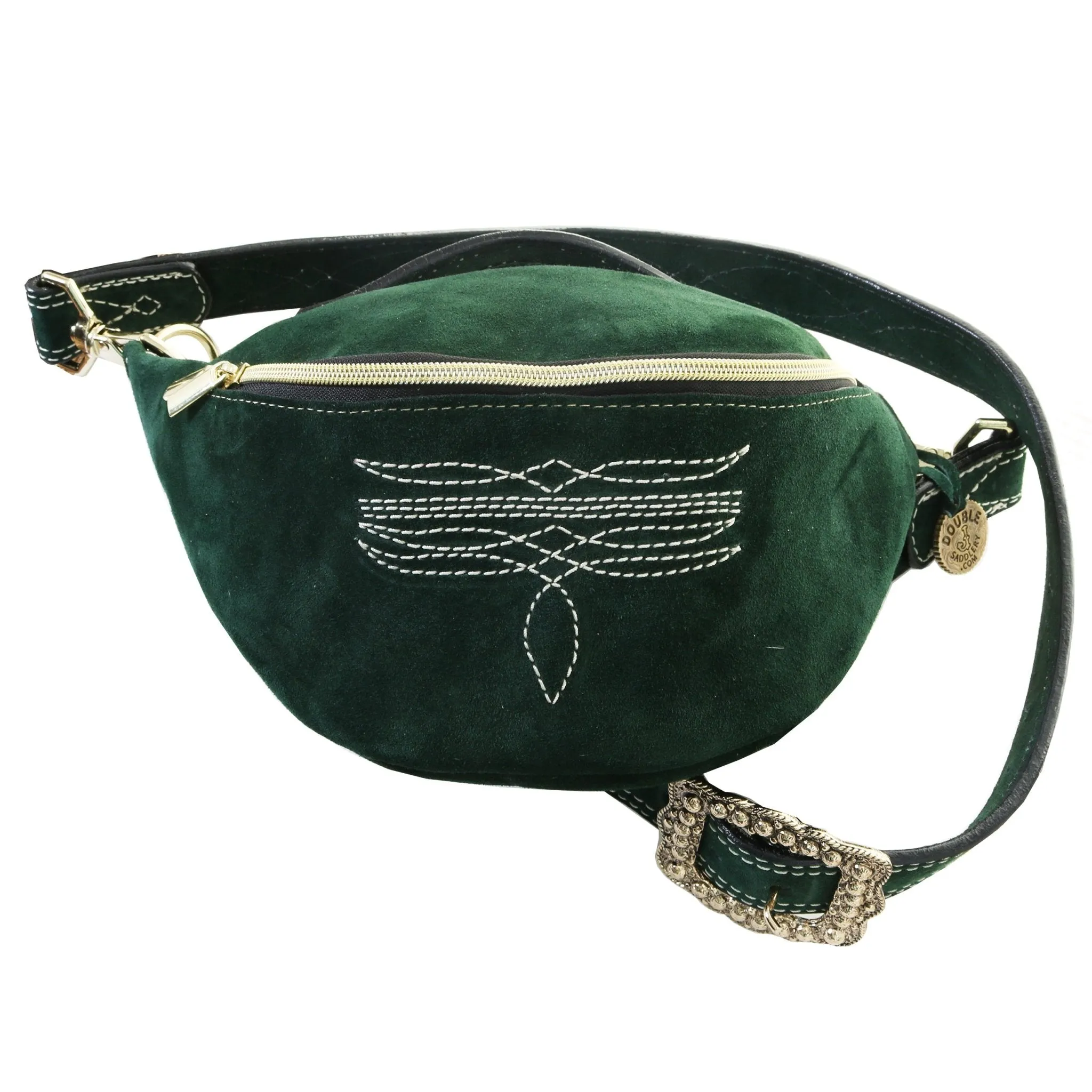 FS02 - Forest Green Suede Fanny Sling