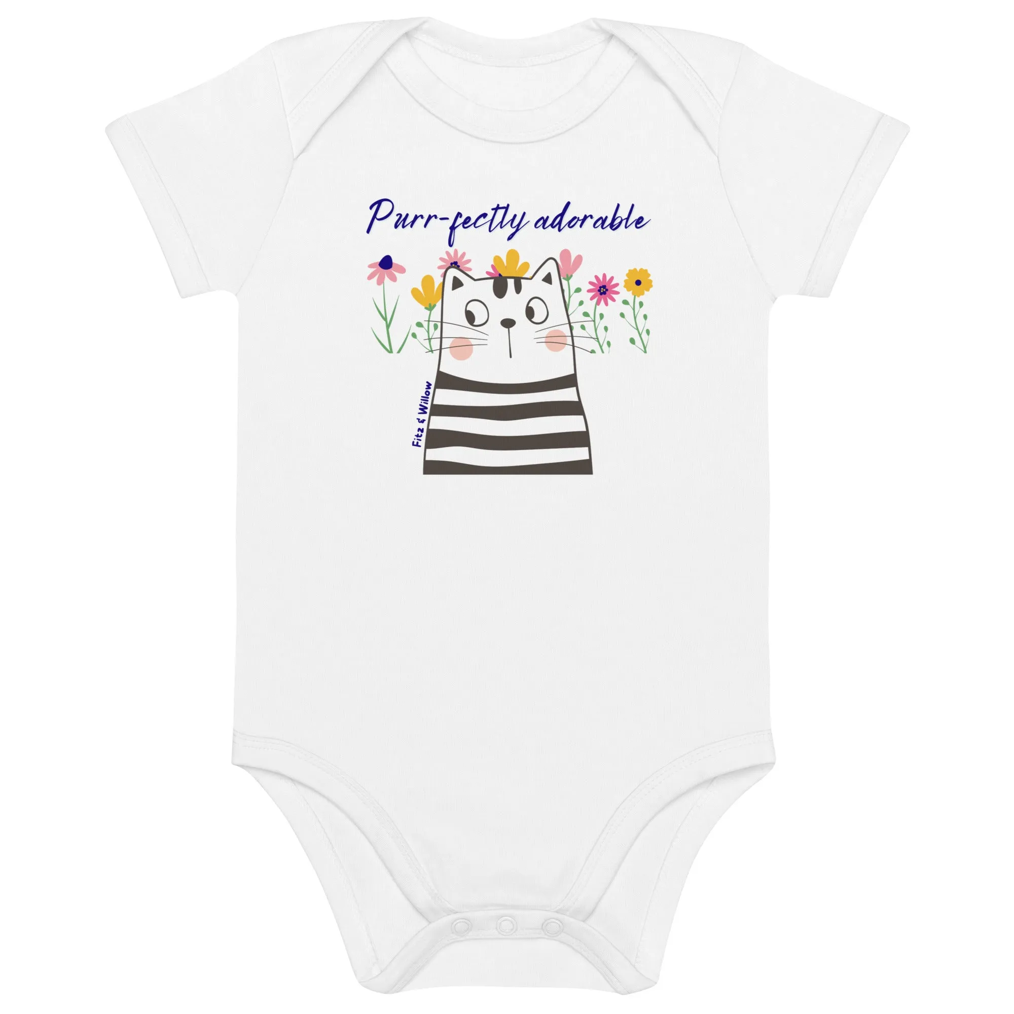 Funny cat design, newborn bodysuit, organic cotton