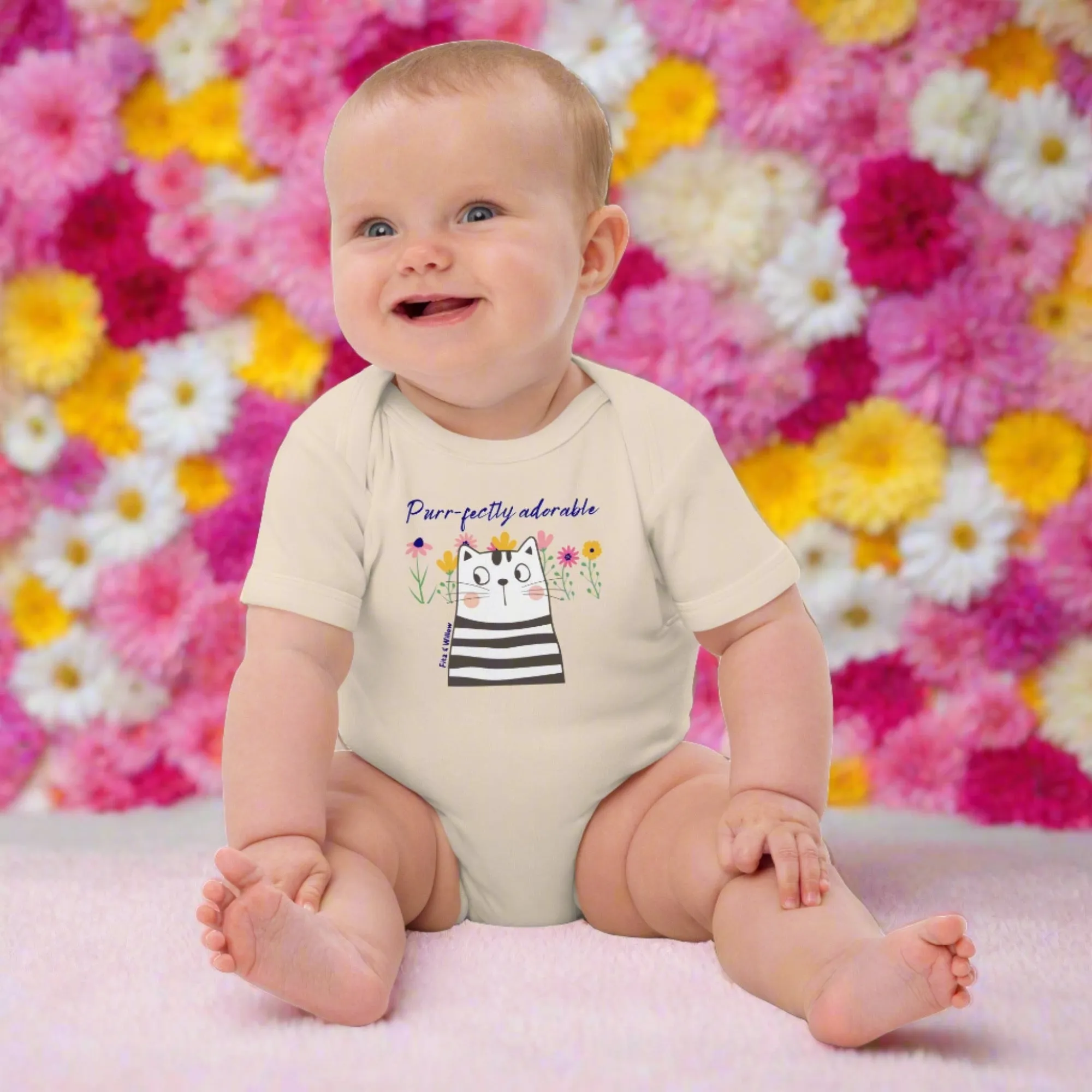 Funny cat design, newborn bodysuit, organic cotton