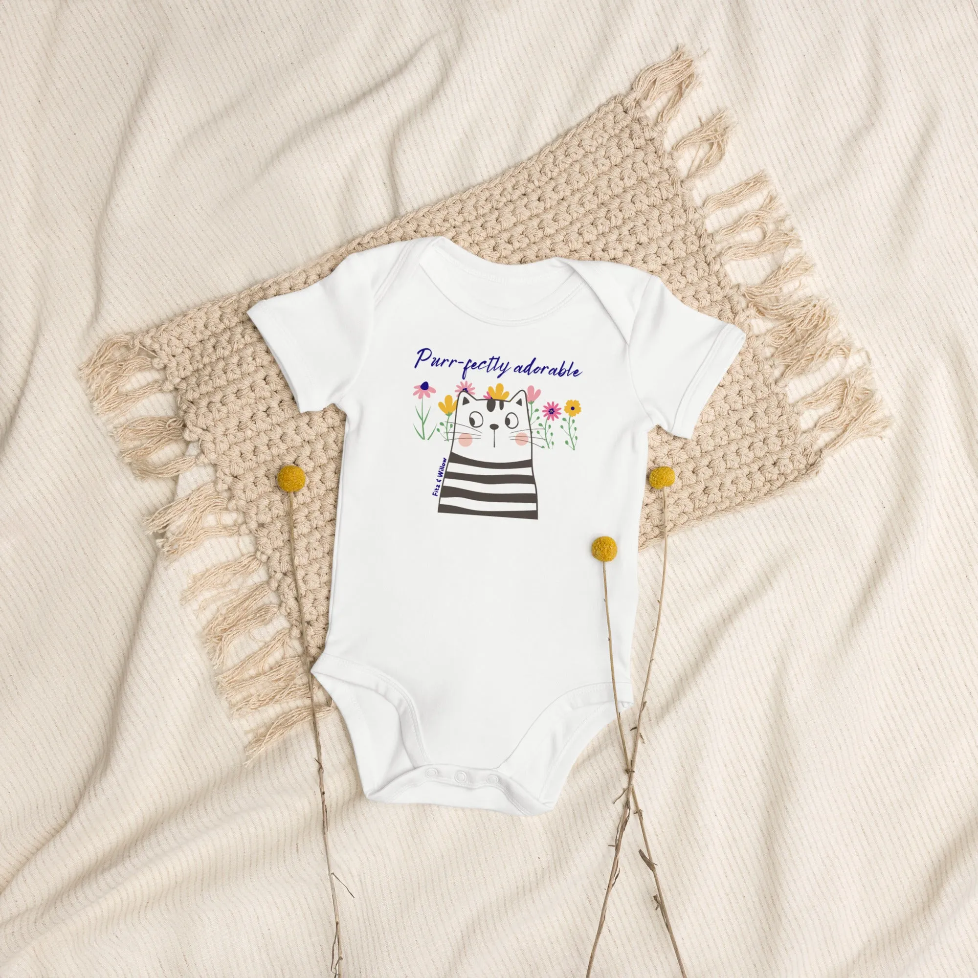 Funny cat design, newborn bodysuit, organic cotton