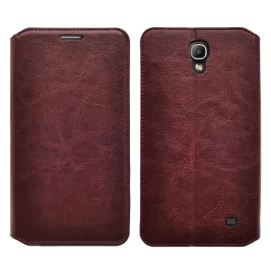 Galaxy Mega 2 Case, Magnetic Flip Fold [Kickstand] Pu Leather Wallet Case with ID & Credit Card Slots for Samsung Galaxy Mega 2 - Brown
