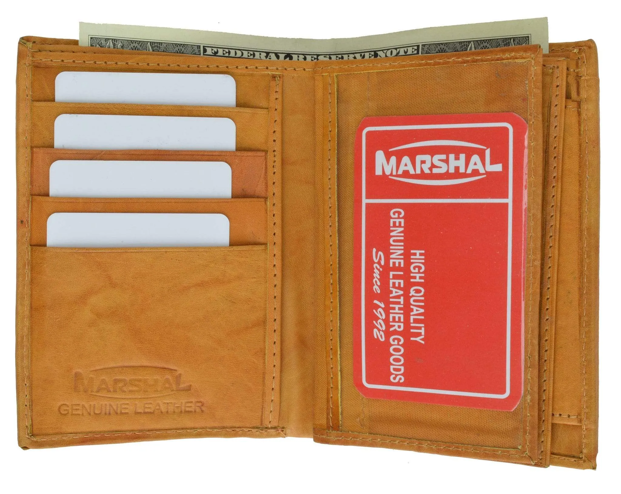 Genuine Leather European Hispter Bifold Wallet with 2 center Flaps and Coin Purse for Men 618 CF