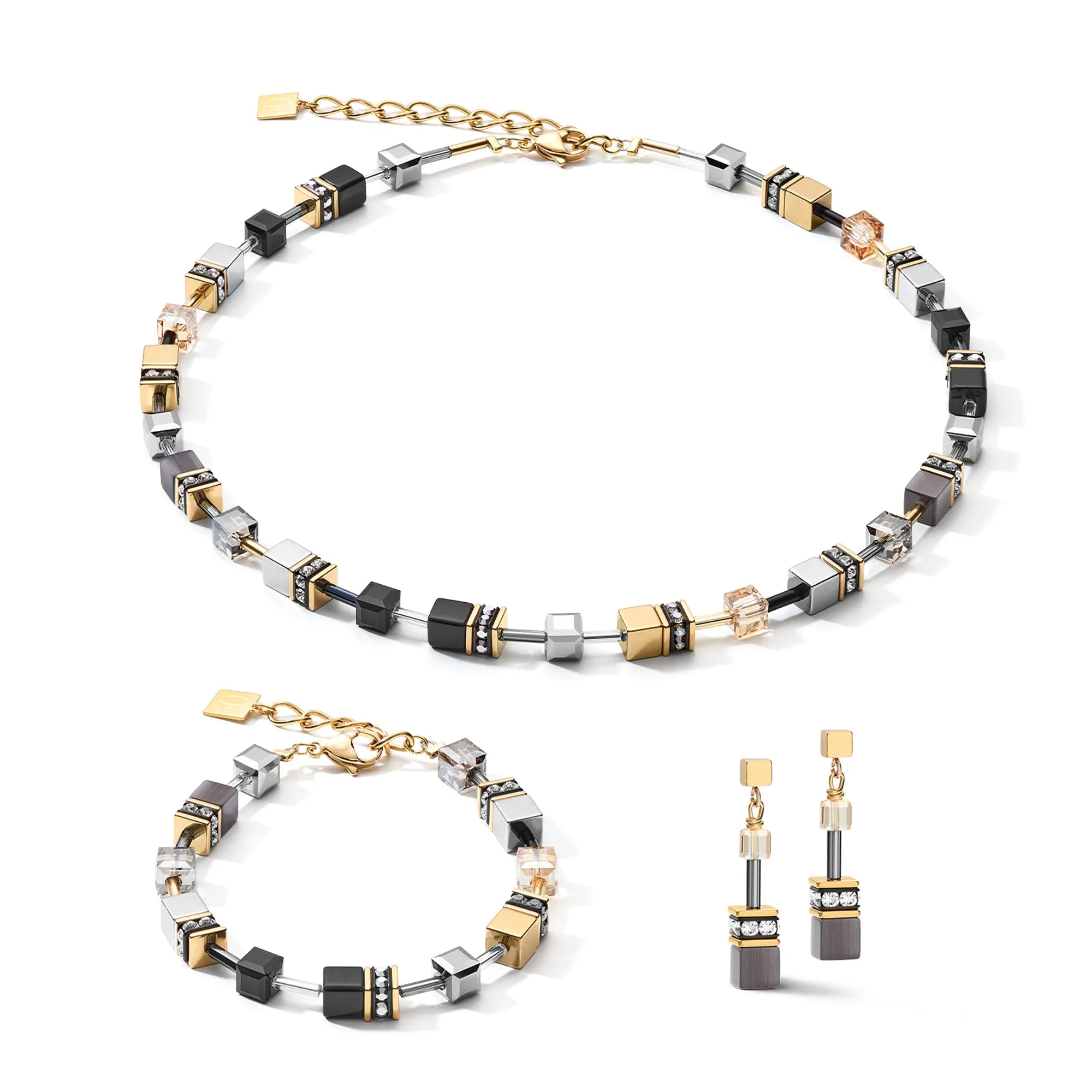 GEOCUBE Grey-Gold Necklace