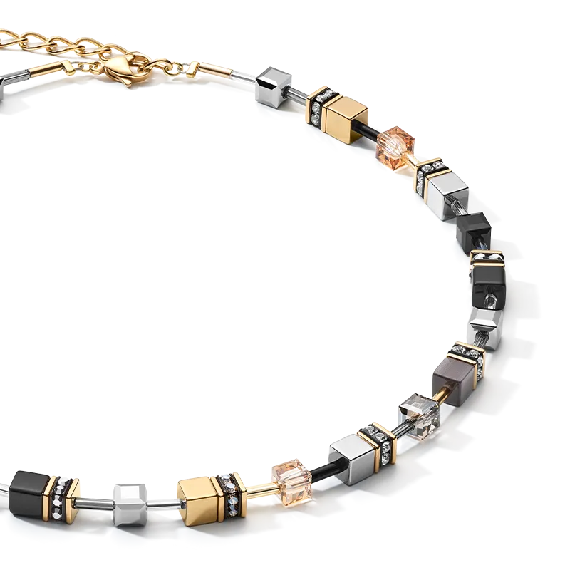 GEOCUBE® Necklace grey-gold