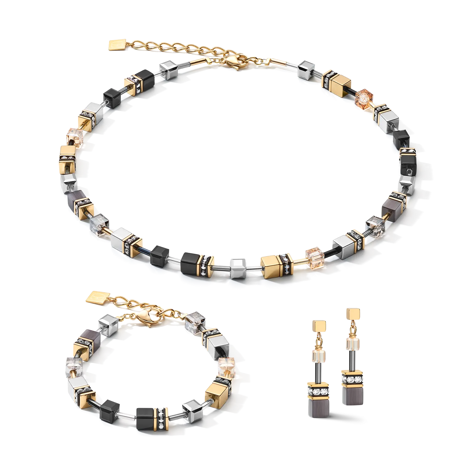GEOCUBE® Necklace grey-gold