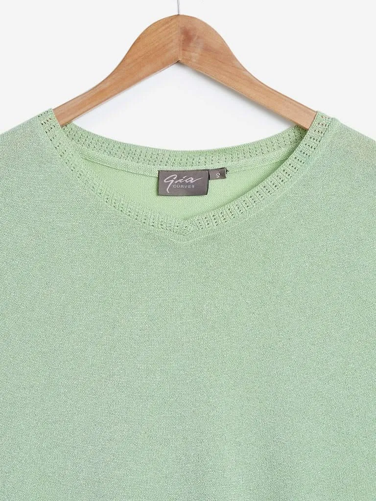 Gia Curves Sage Green Shimmer Detailed Top