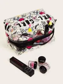 Girl & Ice Cream Print Transparent Bag