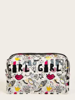Girl & Ice Cream Print Transparent Bag