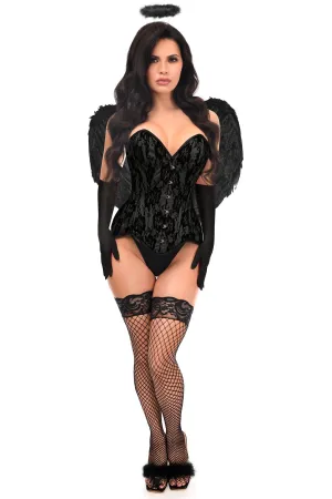 Glamorous 4 PC Premium Black Angel Wings Costume