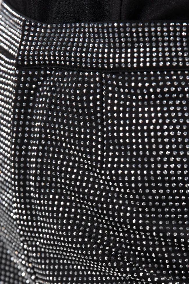 Glamorous Moments Black Rhinestone Embellished Straight Leg Pants