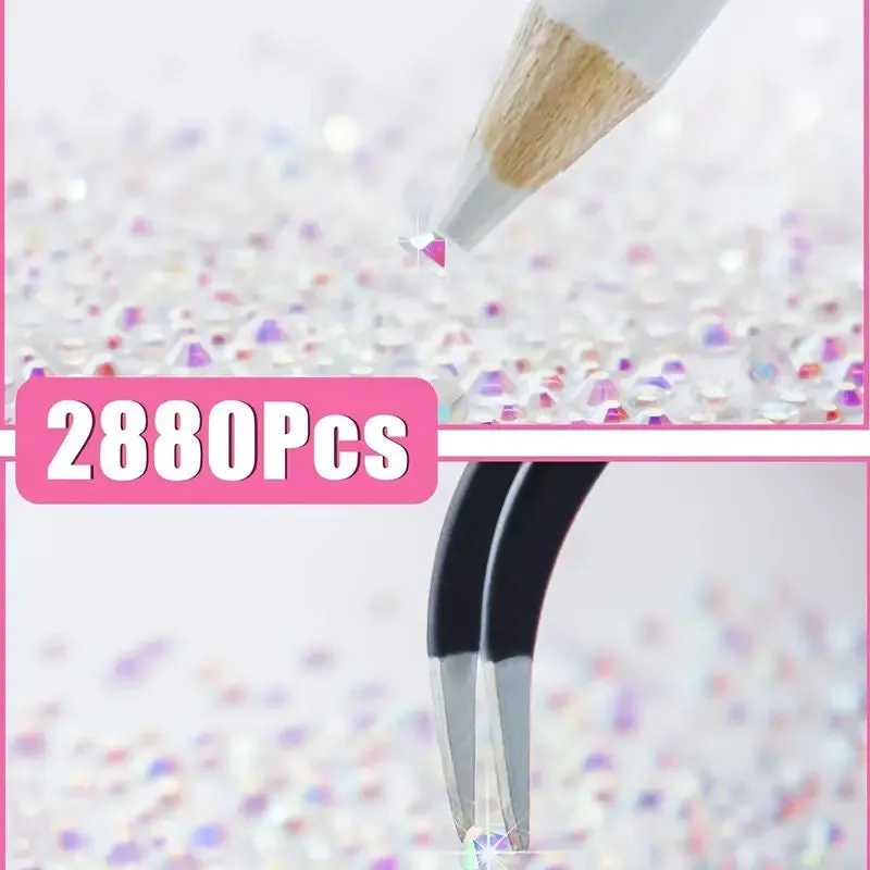 Glamorous Nail Art Decoration | Nail Art Rhinestone Decoration With Pickup Pencil & Tweezer For DIY Nail Art Decoration