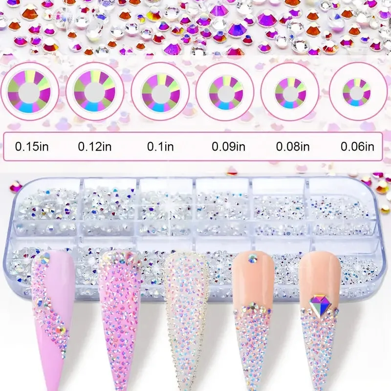 Glamorous Nail Art Decoration | Nail Art Rhinestone Decoration With Pickup Pencil & Tweezer For DIY Nail Art Decoration