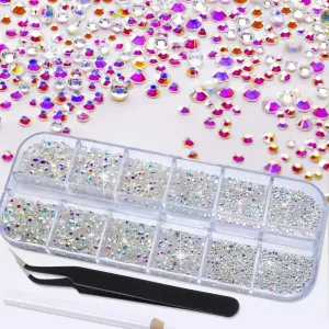 Glamorous Nail Art Decoration | Nail Art Rhinestone Decoration With Pickup Pencil & Tweezer For DIY Nail Art Decoration