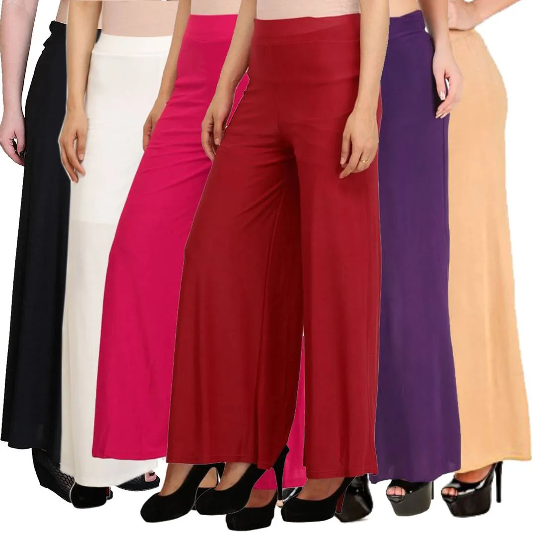 Glamorous Solid Polyester Women Palazzo (Set Of 6)