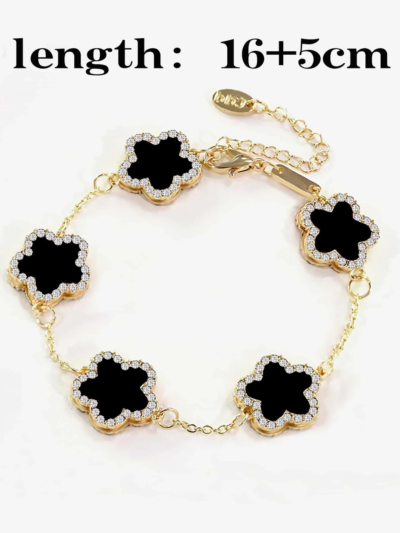 Glamorous Zinc Alloy Rhinestone Detail Flower Decor Bracelet