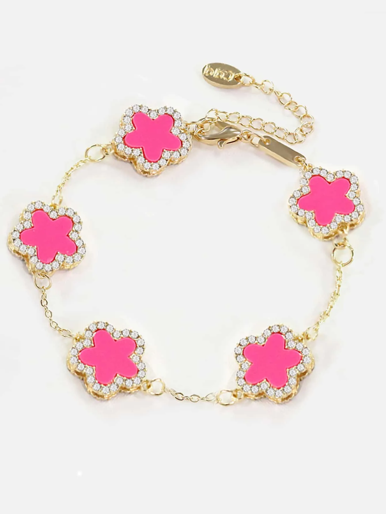 Glamorous Zinc Alloy Rhinestone Detail Flower Decor Bracelet
