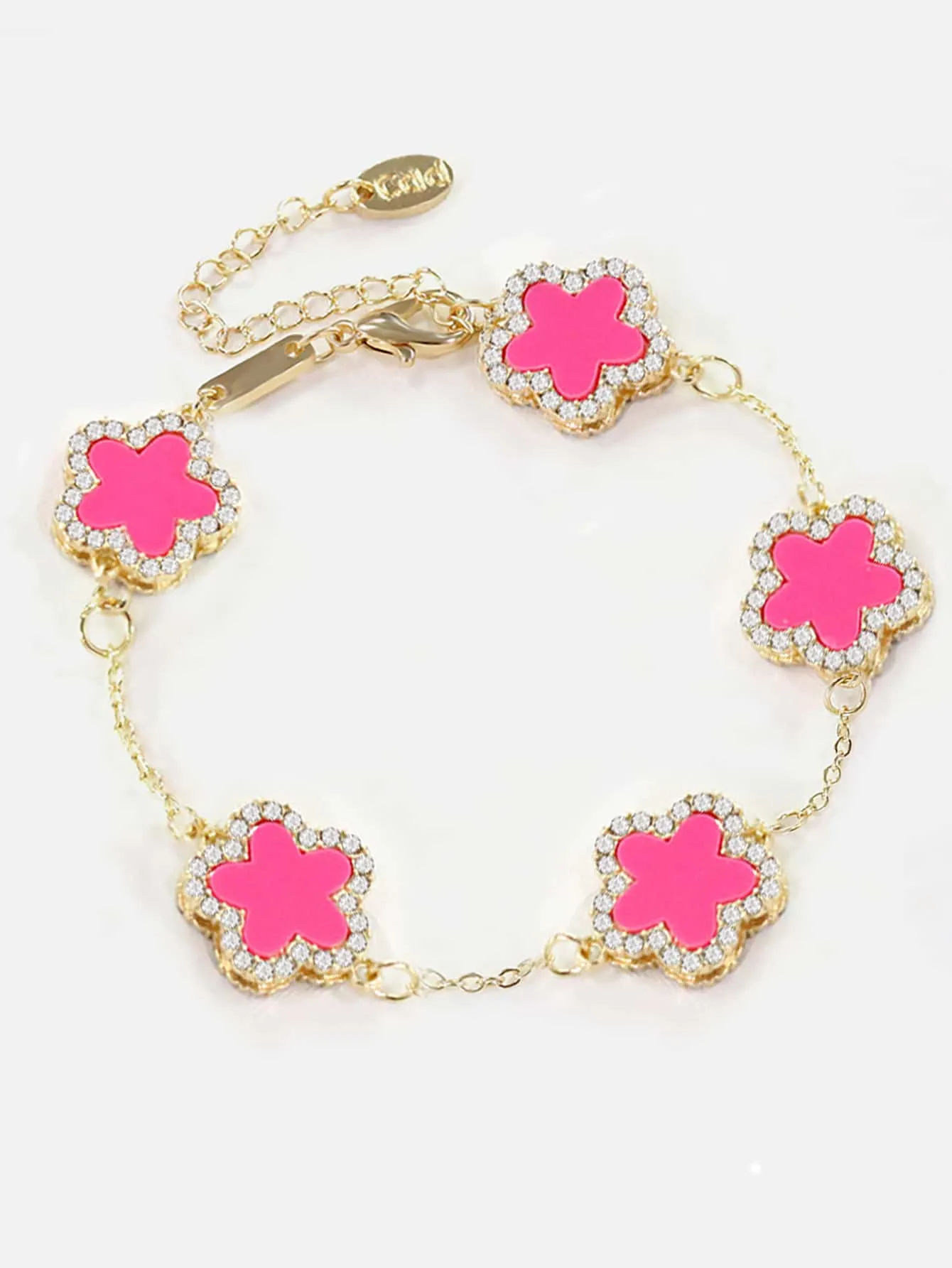 Glamorous Zinc Alloy Rhinestone Detail Flower Decor Bracelet