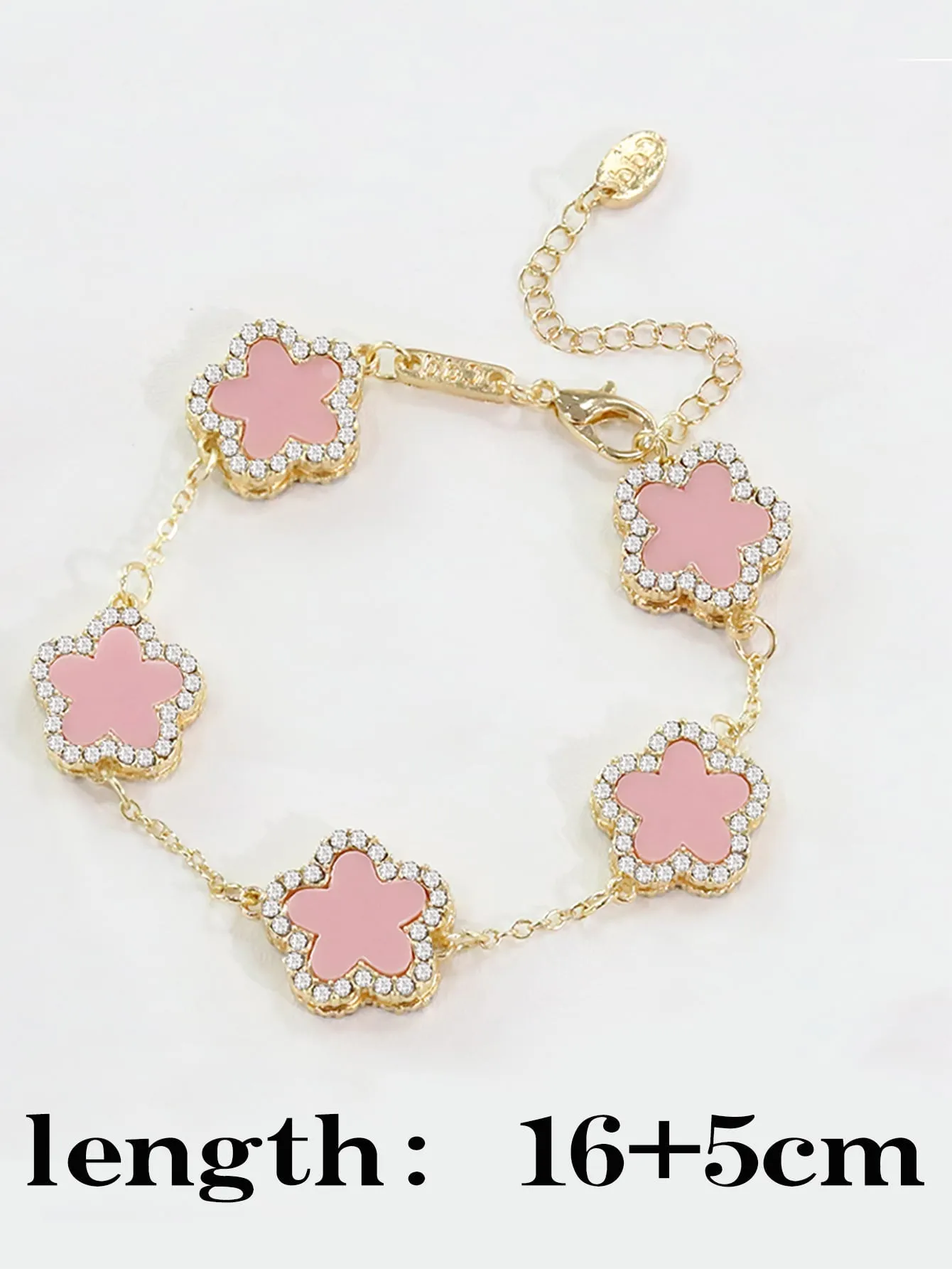 Glamorous Zinc Alloy Rhinestone Detail Flower Decor Bracelet