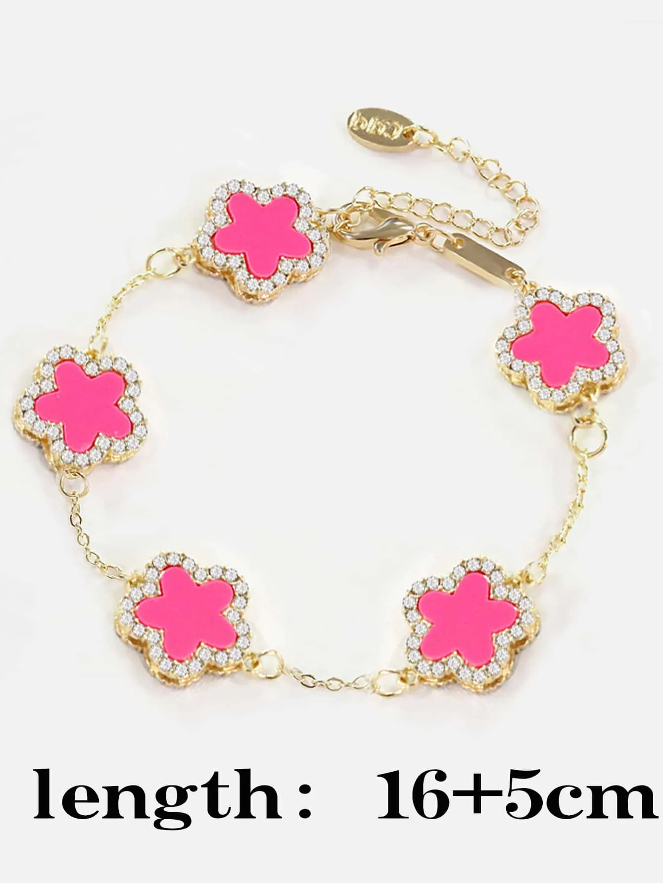 Glamorous Zinc Alloy Rhinestone Detail Flower Decor Bracelet