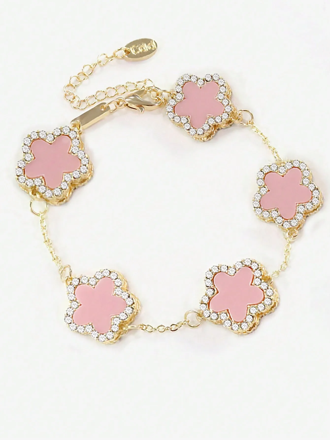 Glamorous Zinc Alloy Rhinestone Detail Flower Decor Bracelet
