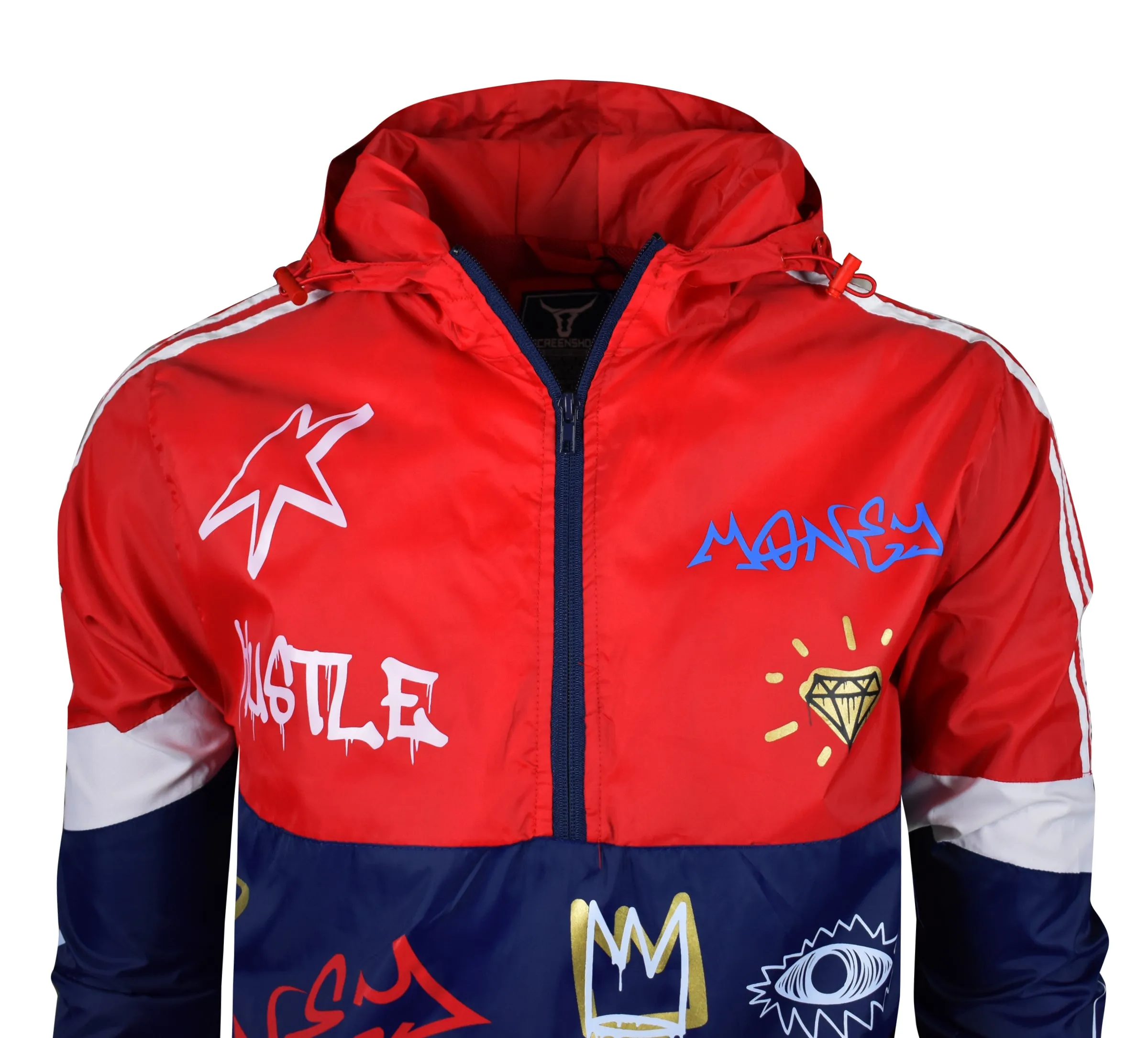 Graffiti Windbreaker Jacket-S51801 (NAVY)