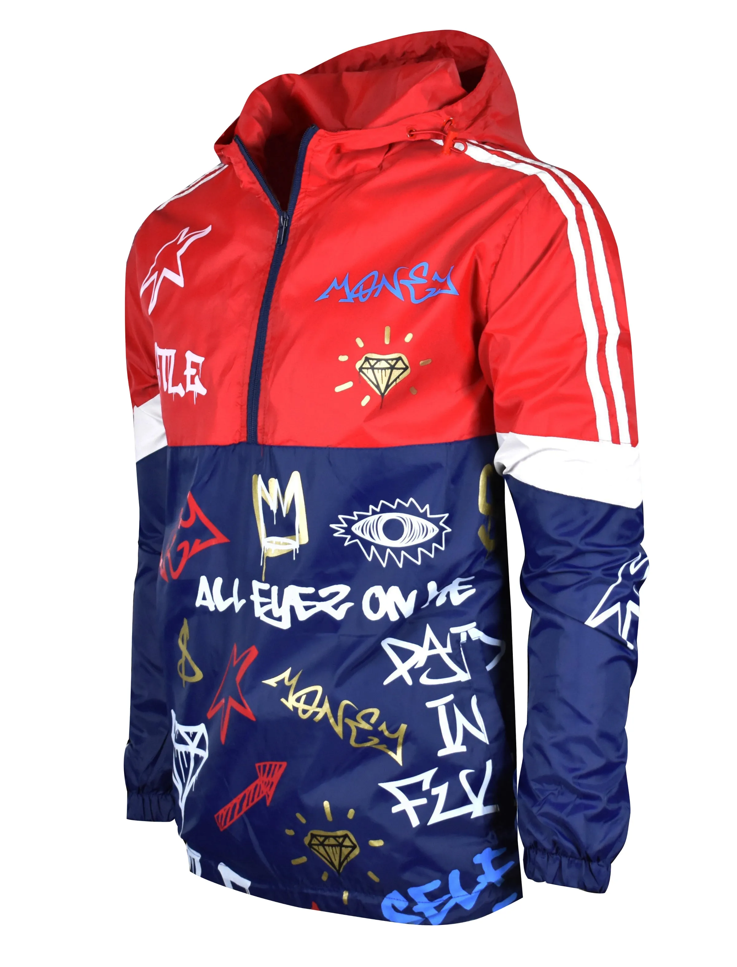 Graffiti Windbreaker Jacket-S51801 (NAVY)