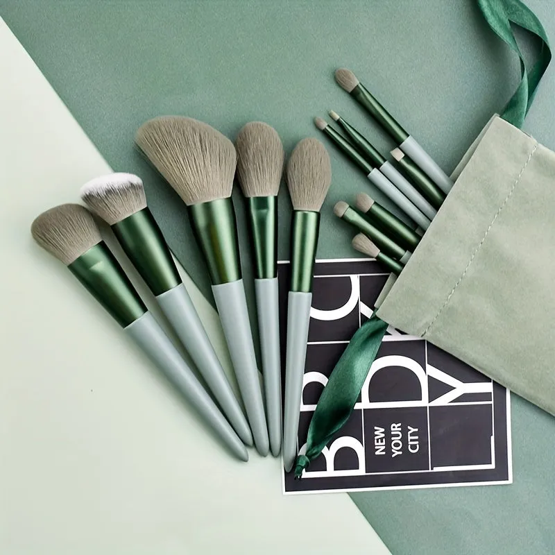 Green Makeup Brush set