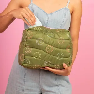 Green Smiley Puffy Bag