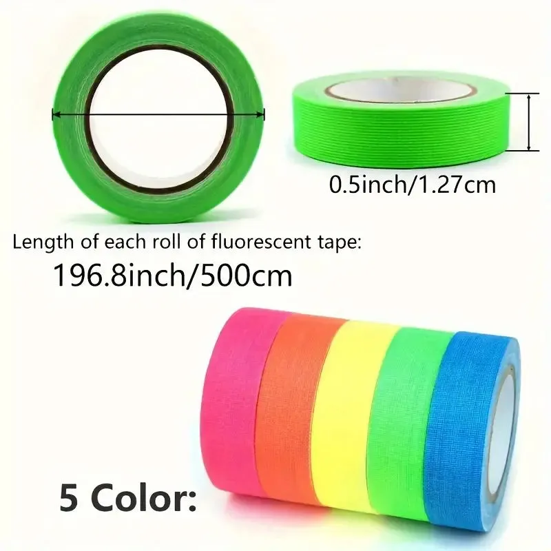 Halloween 5pcs Vibrant Fluorescent Neon Tapes