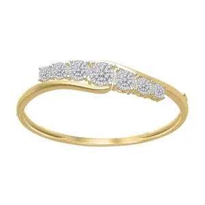 Halo 7 Station Bangle with 1.25ct of Diamonds in 9ct Yellow Gold