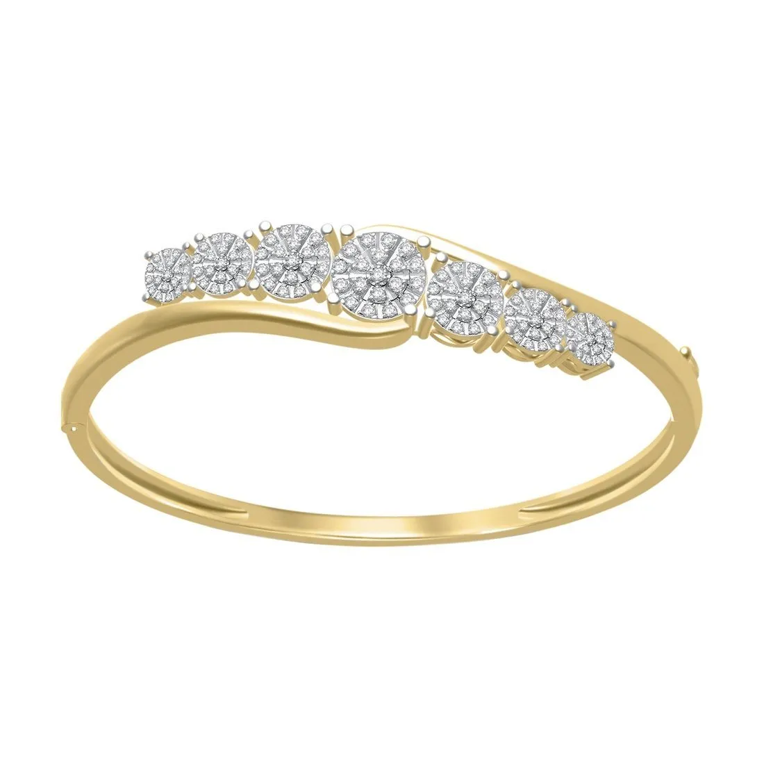 Halo 7 Station Bangle with 1.25ct of Diamonds in 9ct Yellow Gold