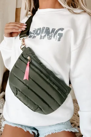 Hold My Stuff Puffer Crossbody Purse (Olive)