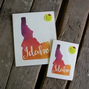 Idaho watercolor art print, eco friendly