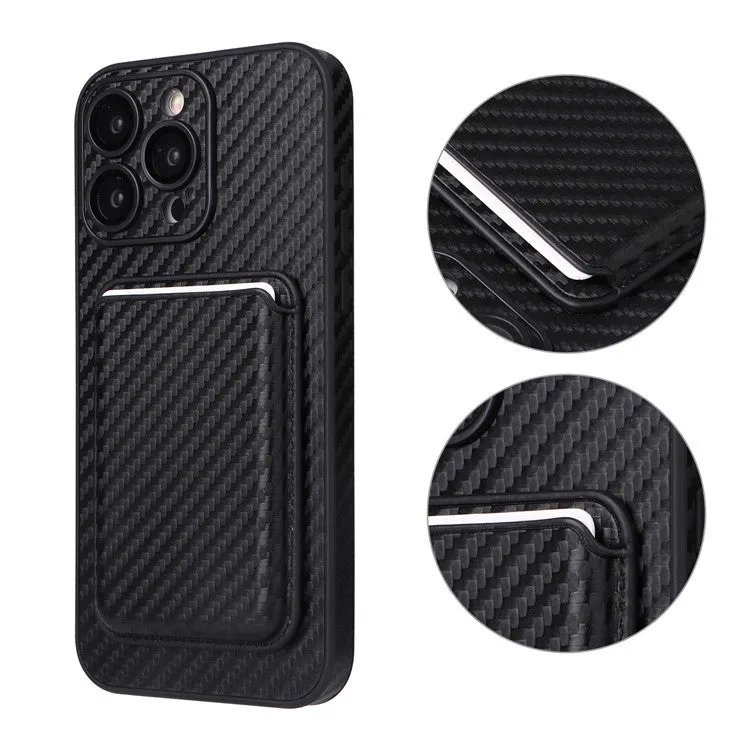 iPhone 15 Pro Max MagSafe 2in1 Leather Case Wallet Case with Magnetic Credit Card Holder in Carbon Look - Black