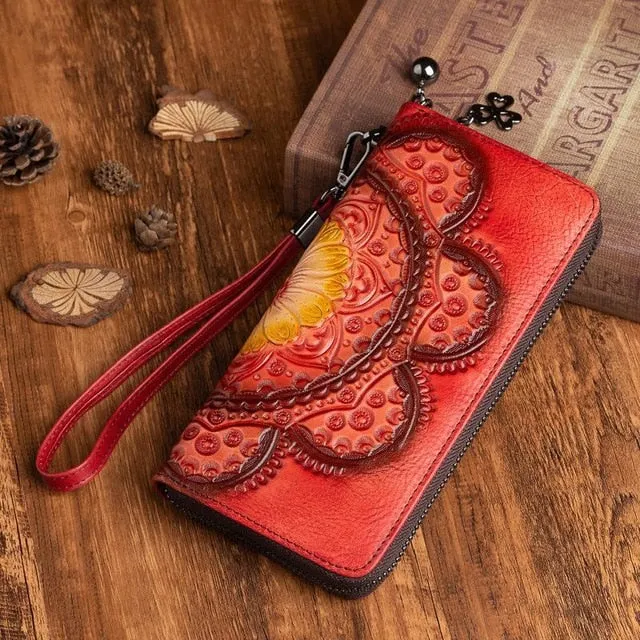 Johnature Genuine Leather Women Wallet Long Hand Wallets Card Holder